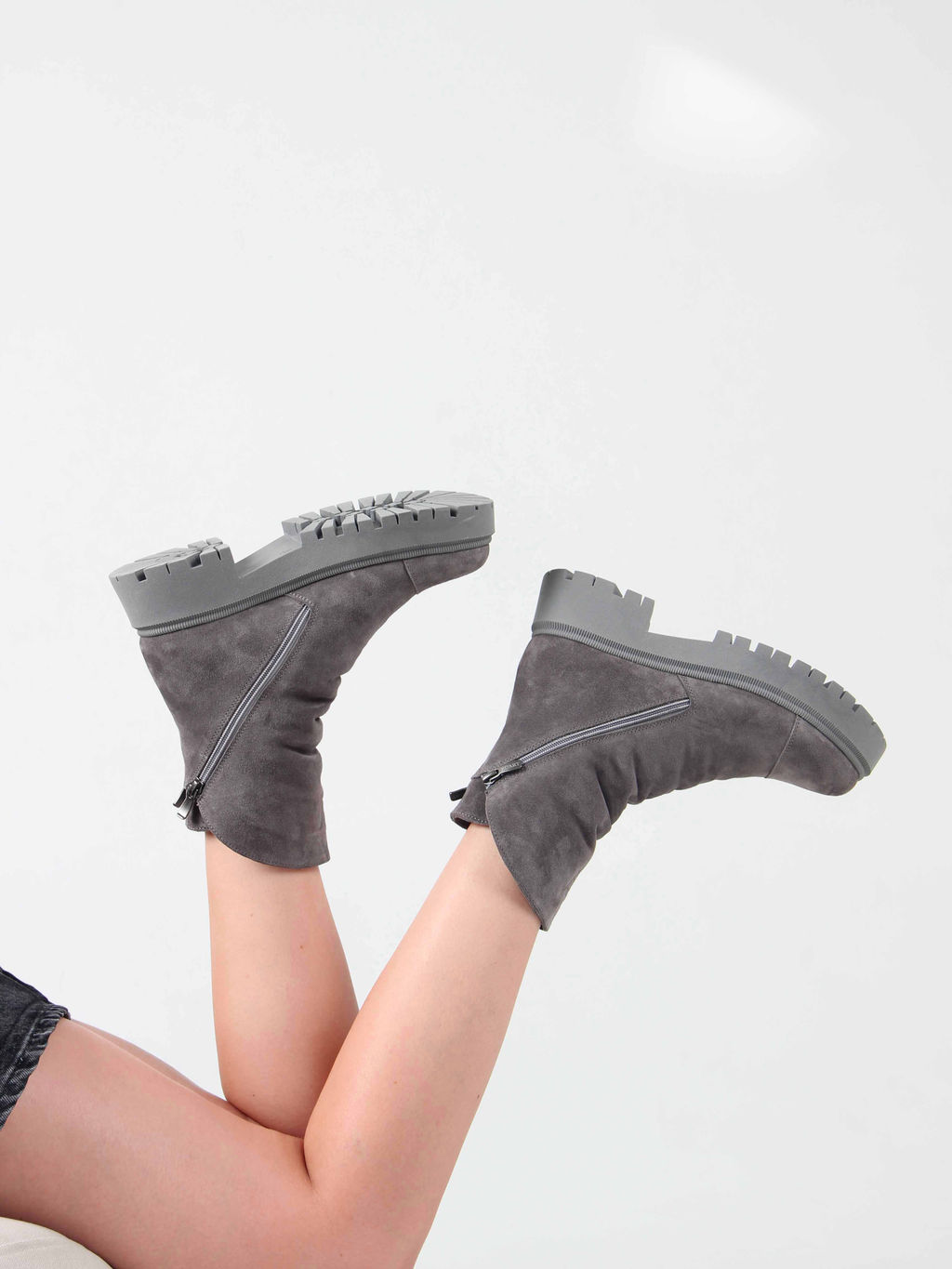 Ботинки 233.2094gr.серый замок/Байка