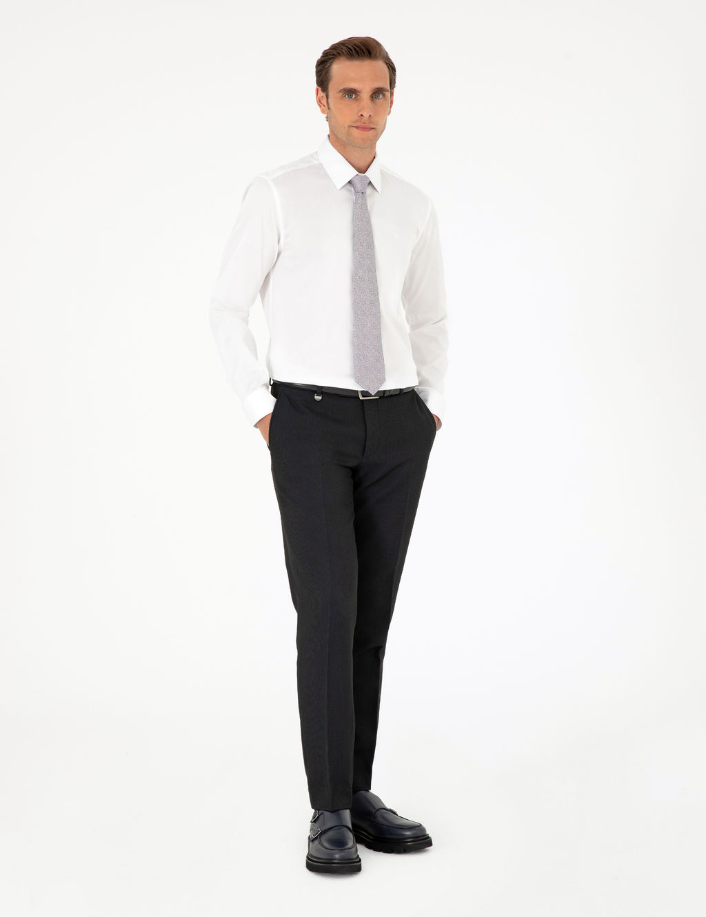 Beyaz %100 Pamuk Parlak Saten Slim Fit Uzun Kollu Basic G_mlek