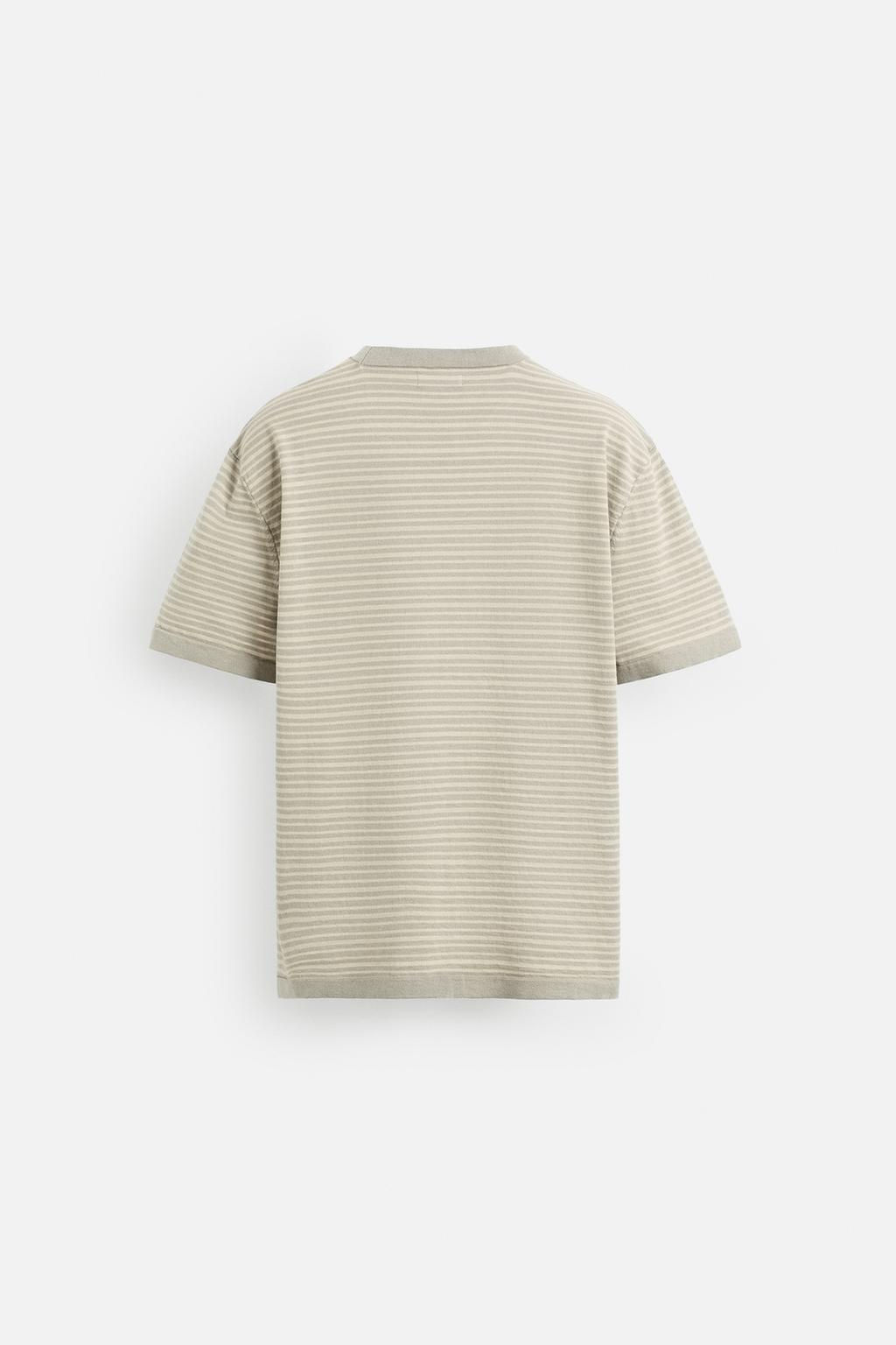 STRIPED KNITTED COTTON-LINEN T-SHIRT - Zara фото 7
