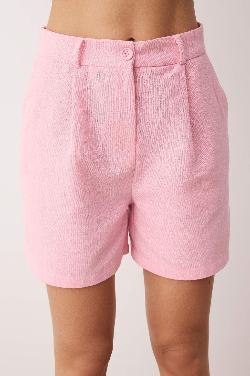 Pembe Cizgili Keten Icerikli City Boy Sort & Bermuda TWOSS25SR00230 - Trendyolmilla фото 4