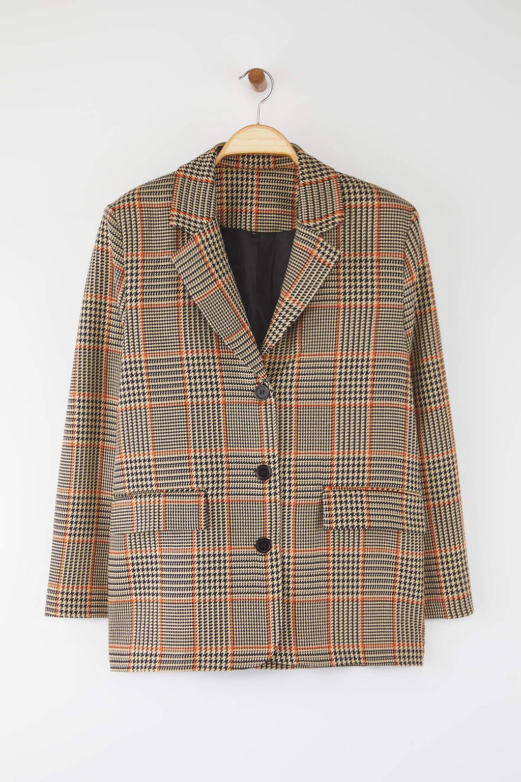 Ozel Koleksiyon Kahverengi Ekoseli Regular/Normal Kal?p Dokuma Blazer Ceket TWOAW26BC00006