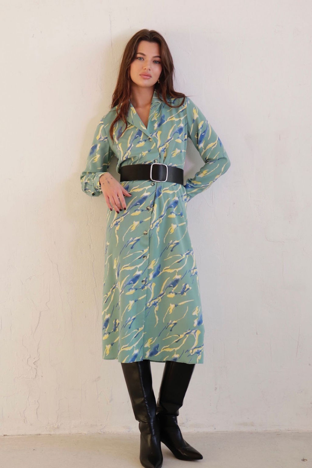 Платье-рубашка с английским воротником принт - Martichelli фото 113