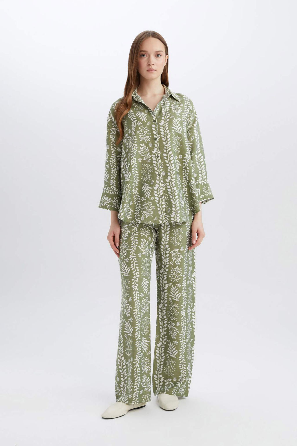 Rahat Pantolon Wide Leg Genis Bol Paca Desenli Yuksel Bel - Defacto фото 3