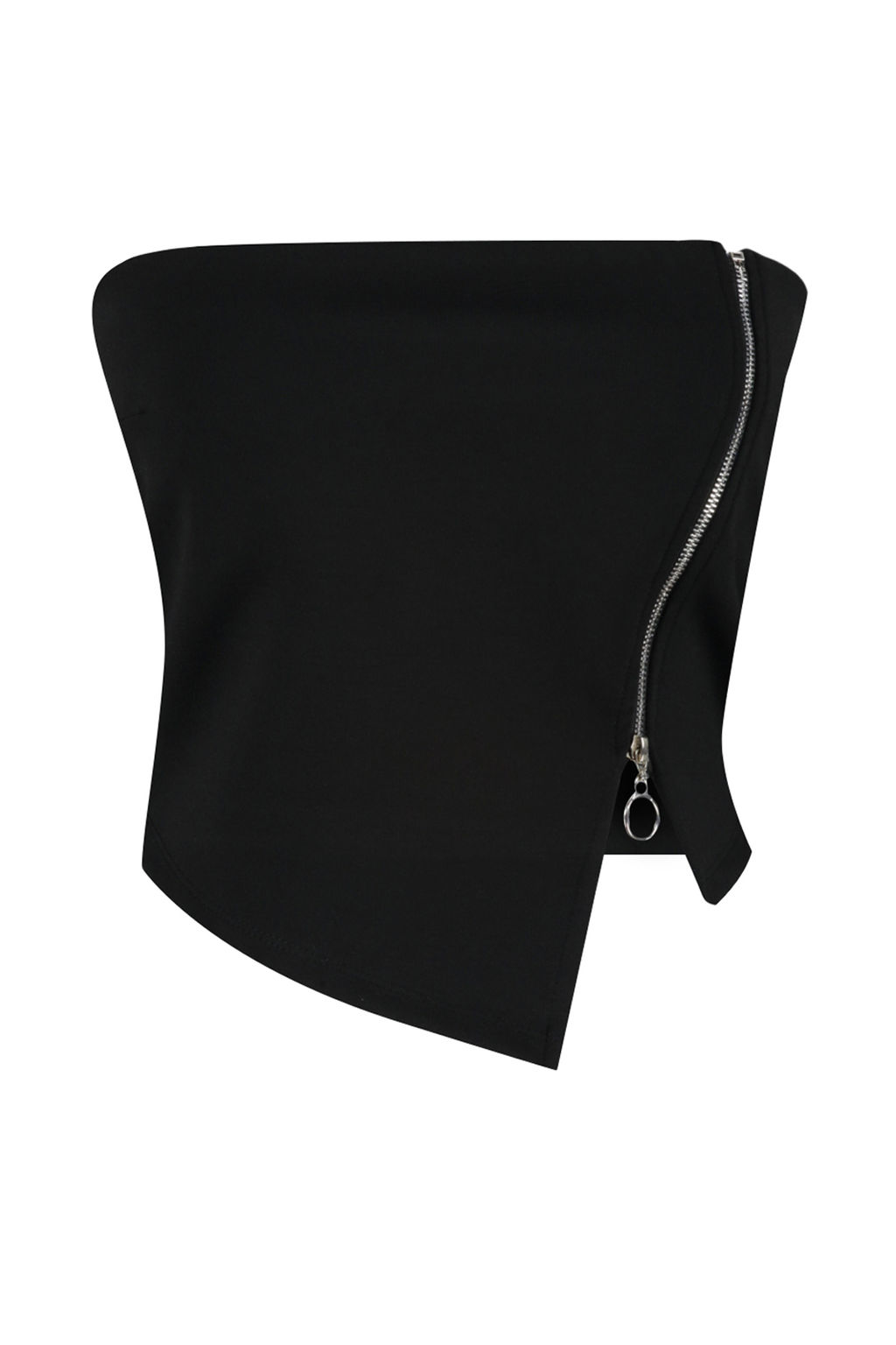 Trendyolmilla Siyah Fermuarl? Asimetrik Straplez Crop Orme Bluz TWOSS24BZ00071 фото 7