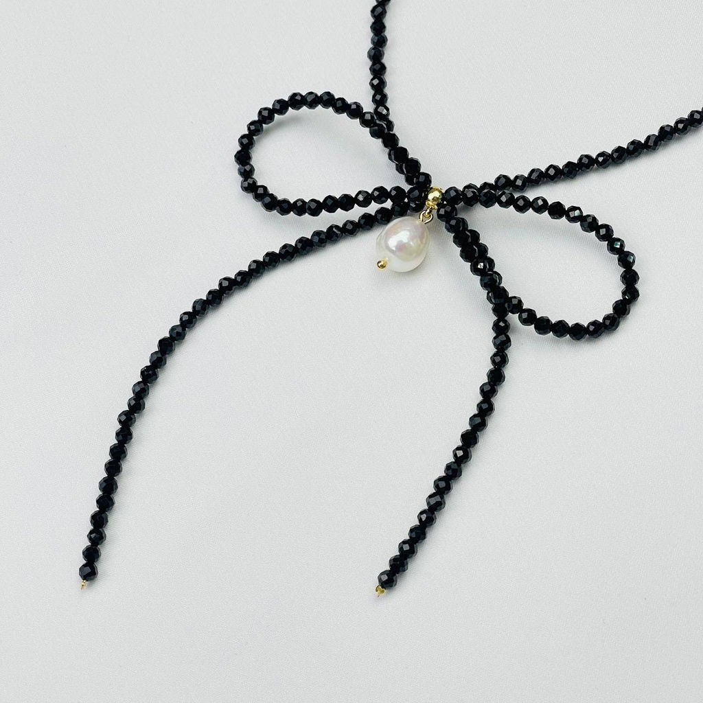 Колье из Шпинели и Жемчуга "Бантик" 41 см +