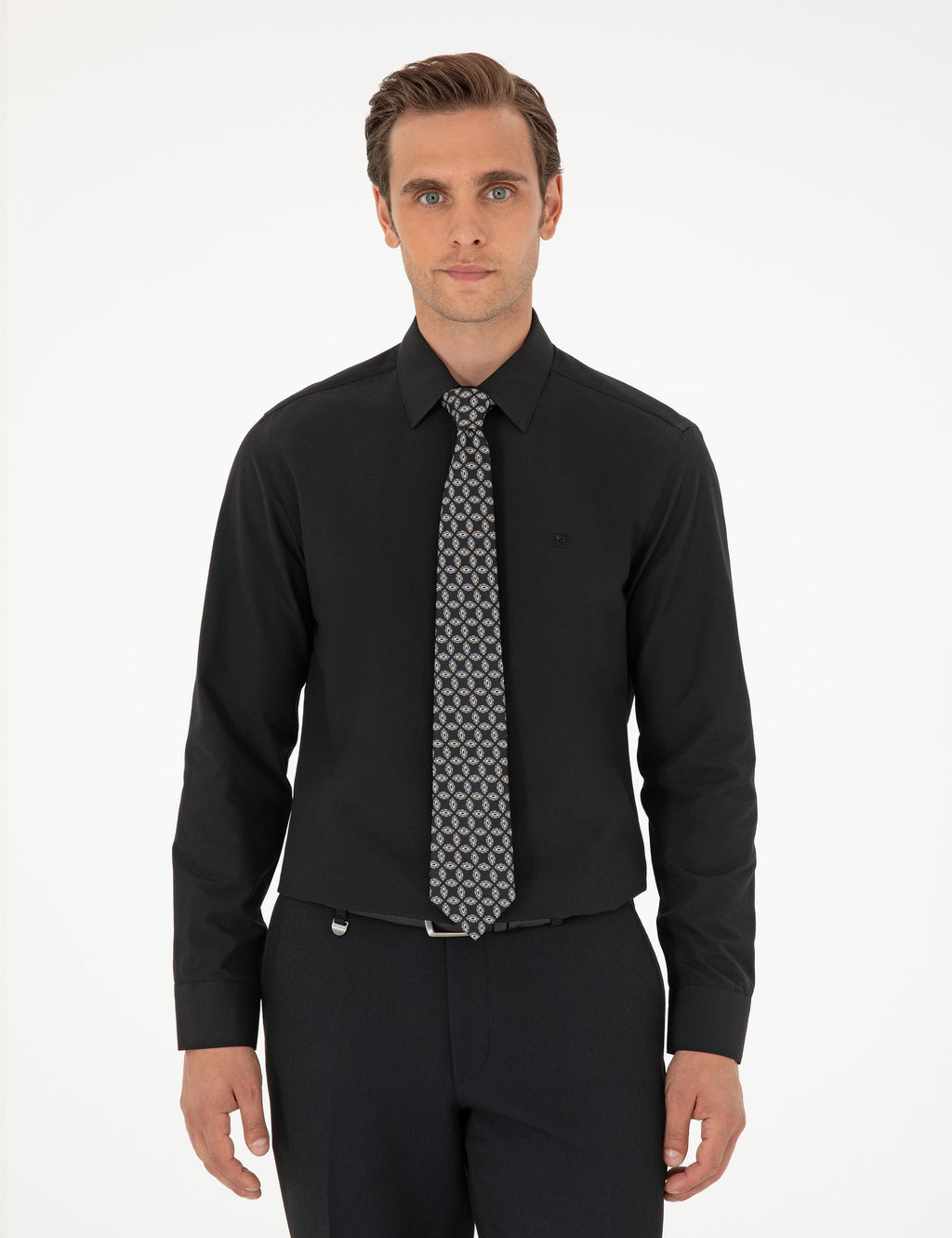 Siyah Slim Fit Uzun Kollu Basic G_mlek