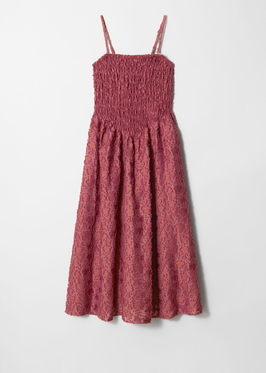 Maxivestido fruncido con nido de abeja
