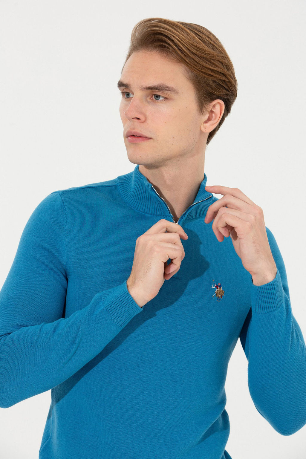 Мужской кобальтовый трикотажный свитер - U.s. polo assn фото 13