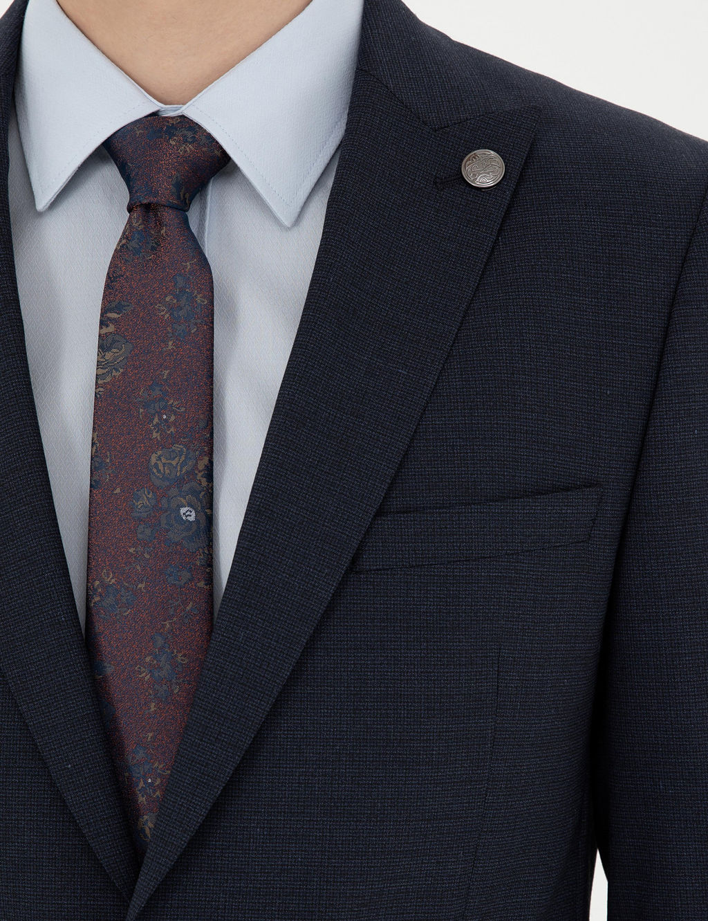 Lacivert Ex. Slim Fit Tak_m Elbise