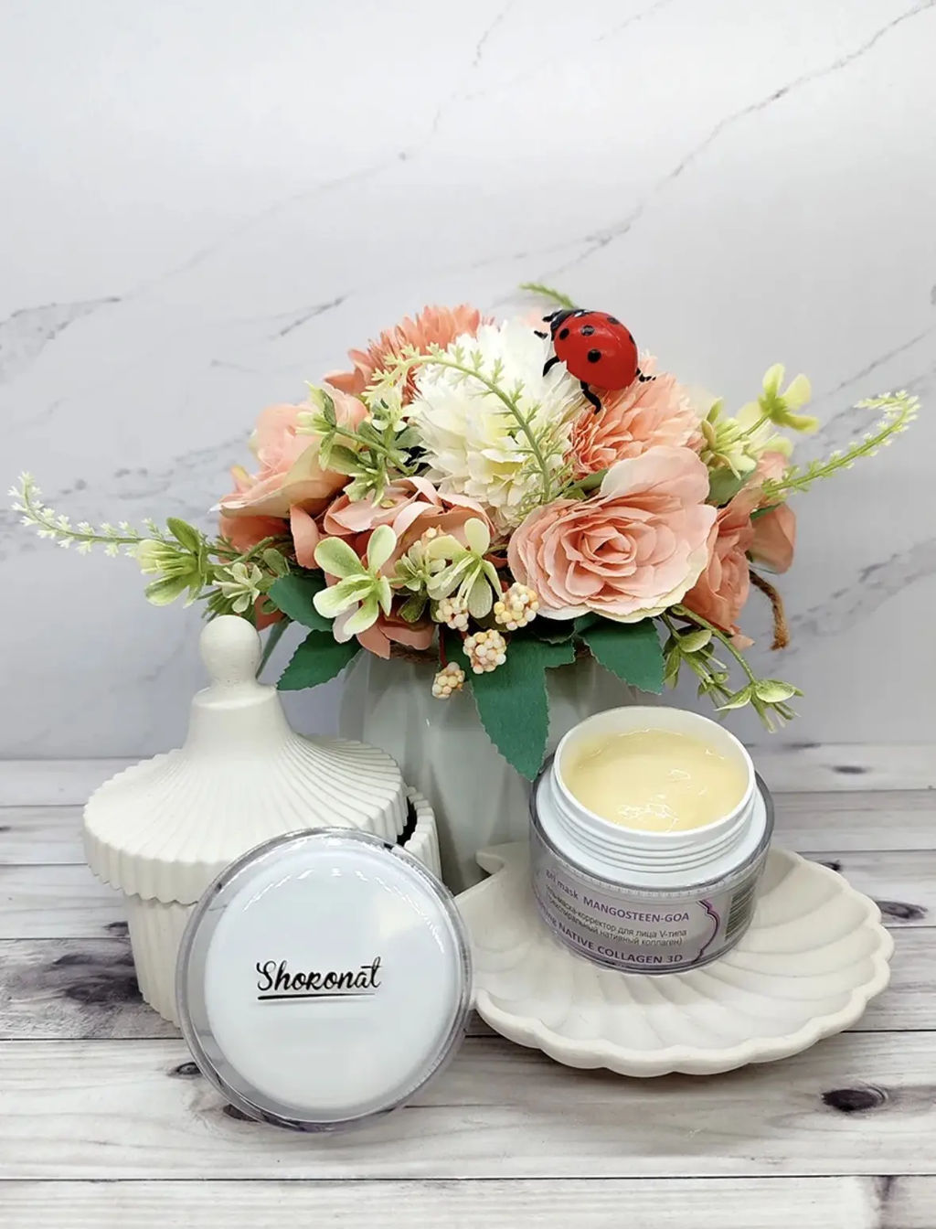 Гель-маска-корректор для лица V-типа MANGOSTEEN-GOA express-lifting NATIVE COLLAGEN 3D Код 1703 - вес 200 г - Шоконат фото 5