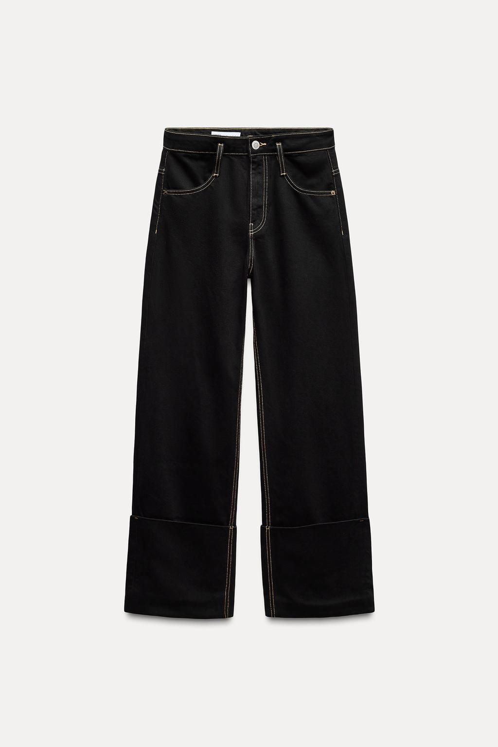 HIGH-WAIST TRF JEANS WITH TOPSTITCHING AND TURN-UP HEMS - Zara фото 2