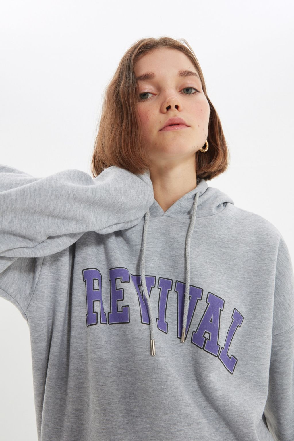 TRENDYOL MAN Kiremit Oversize/Genis Kesim Kapusonlu Ici Polar/S?cak Tutan Pamuk Unisex Sweatshirt TMNAW22SW1462