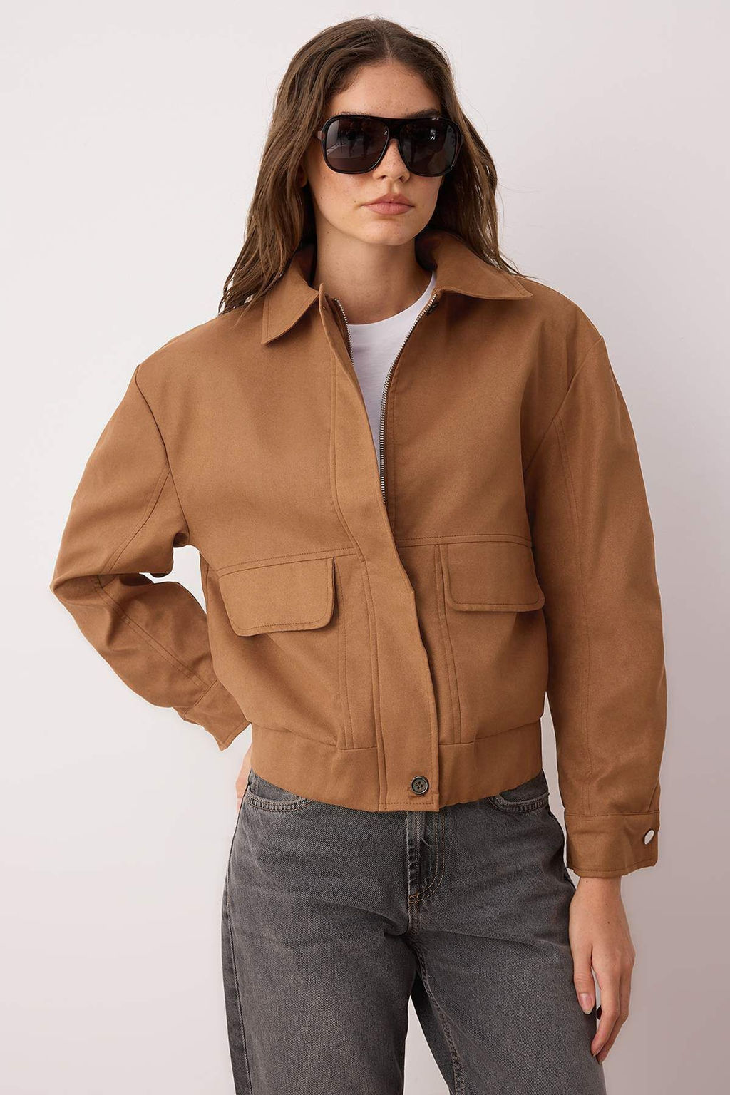 Kahverengi Oversize Kal?p Suet Bomber Ince Ceket Mont TWOAW26MO00126 - Trendyolmilla фото 3