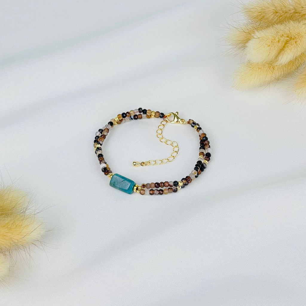 Браслет из Агата и Апатита 16,5 см +