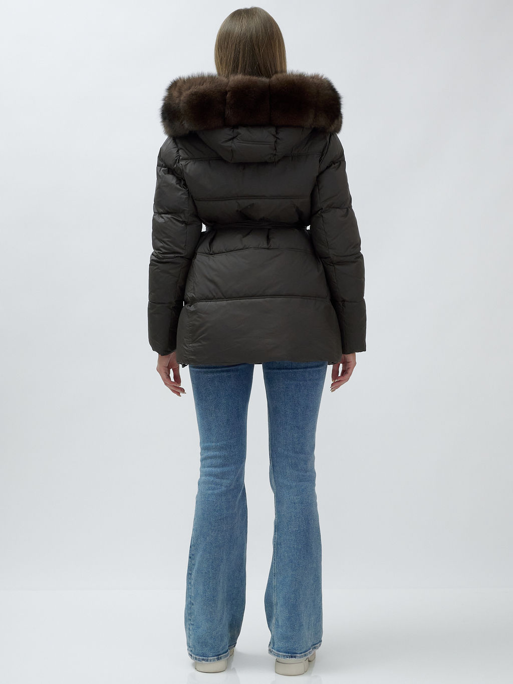 с МЕХОМ ПЕСЕЦ ПРЕМИУМ класса Полупальто зимние темно-коричневого цвета - Mtforce фото 5