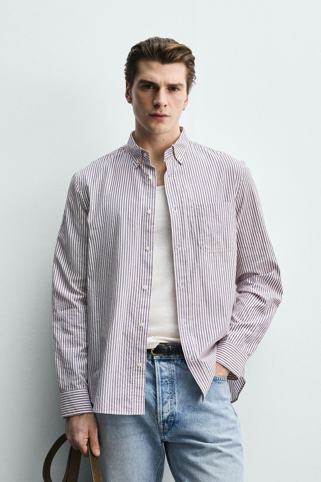 CAMISA REGULAR FIT RAYAS / Rosa / Blanco - Zara фото 2