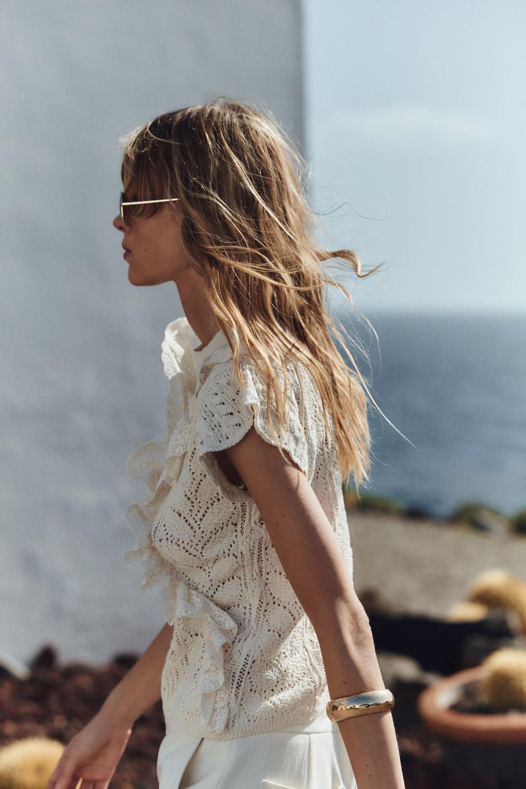 POINTELLE KNIT TOP WITH RUFFLES - Zara фото 3