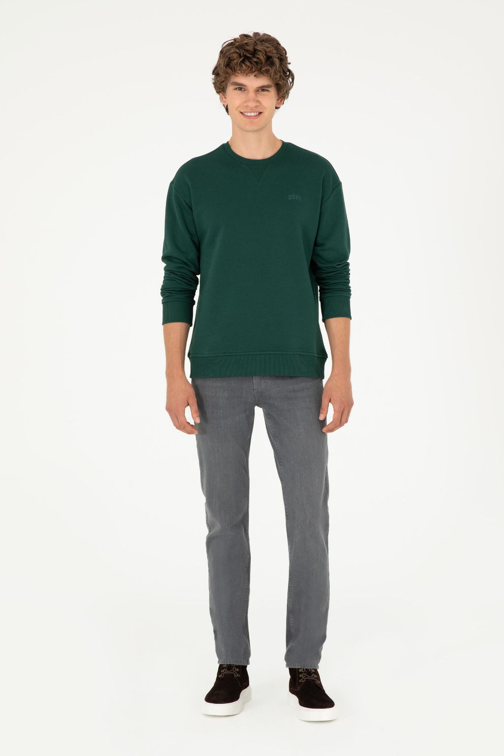 Мужской темно-зеленый базовый свитшот Неожиданная скидка в корзине - U.s. polo assn фото 4