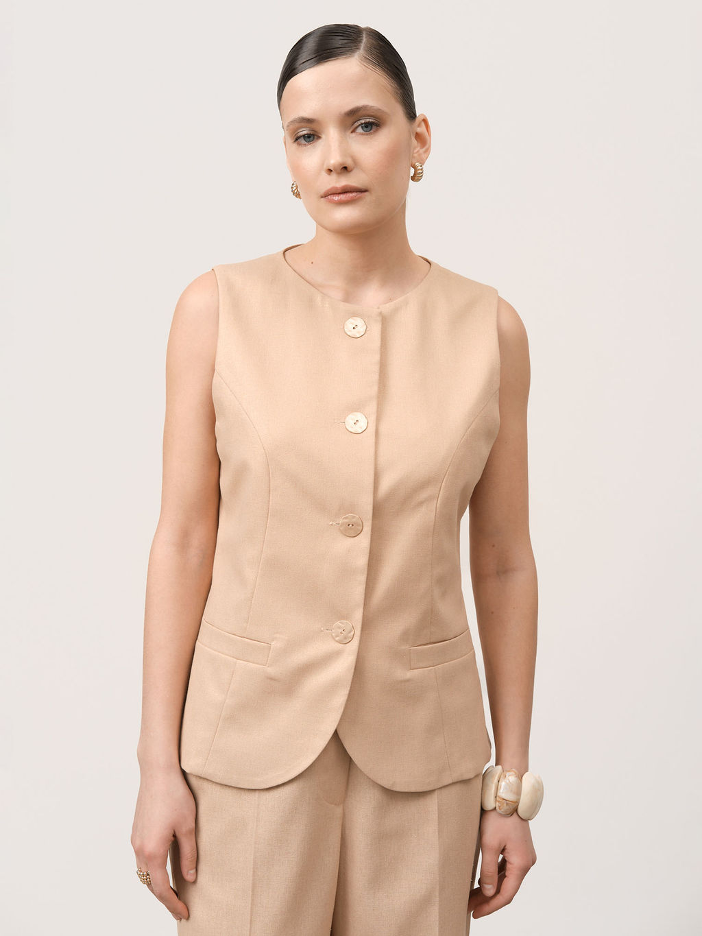Жилет из льна 7011892 золото