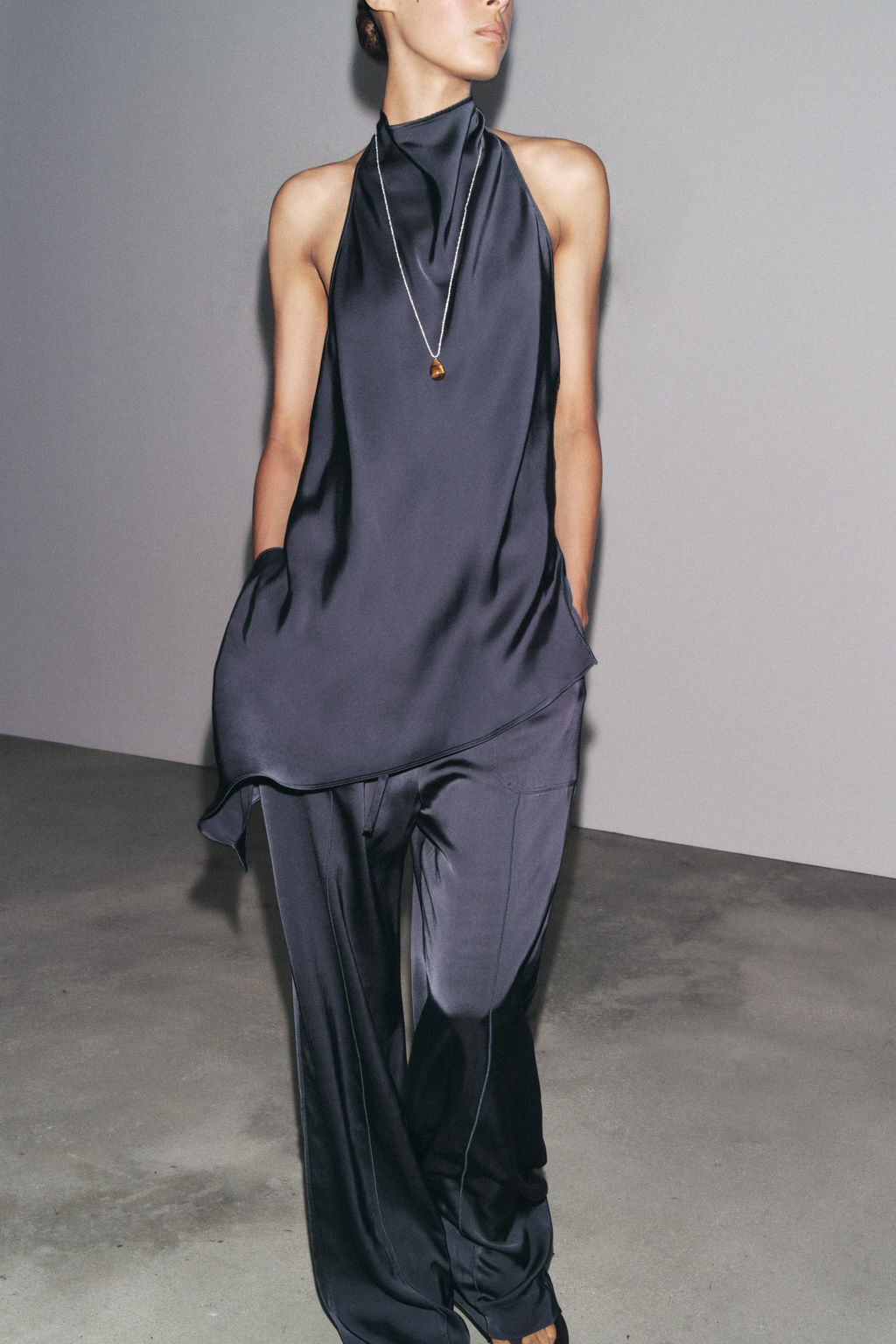 ZW COLLECTION SATIN HALTER TOP - Zara фото 13