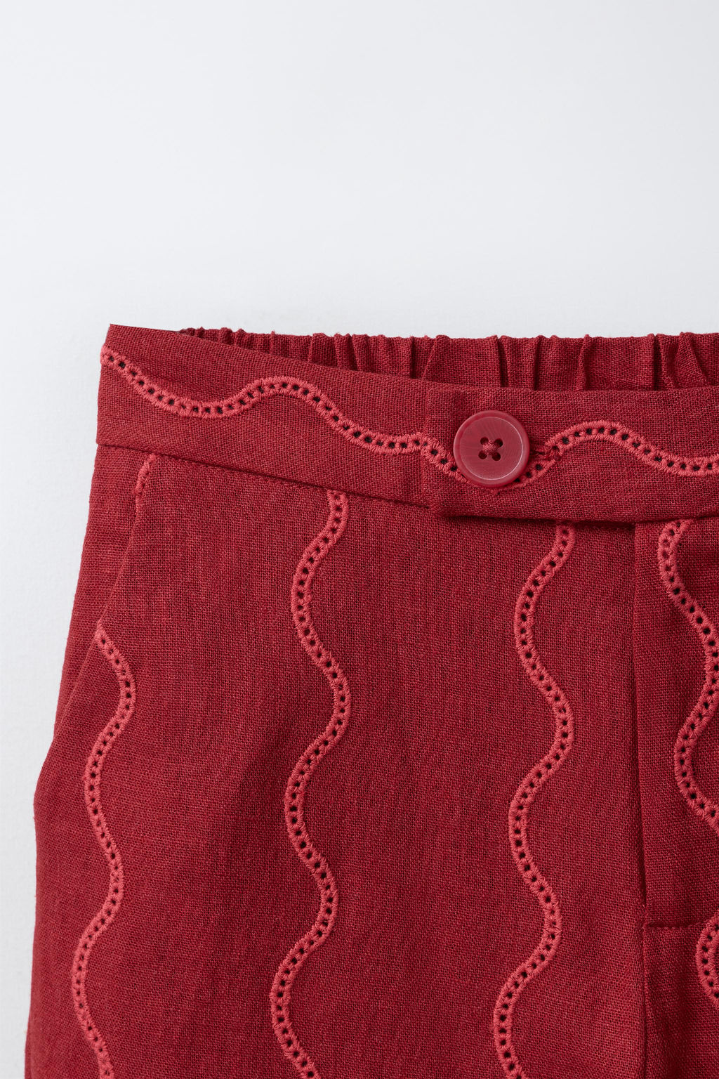 PANTAL?N WIDE LEG ONDAS CON LINO / Rojo fuerte - Zara фото 4