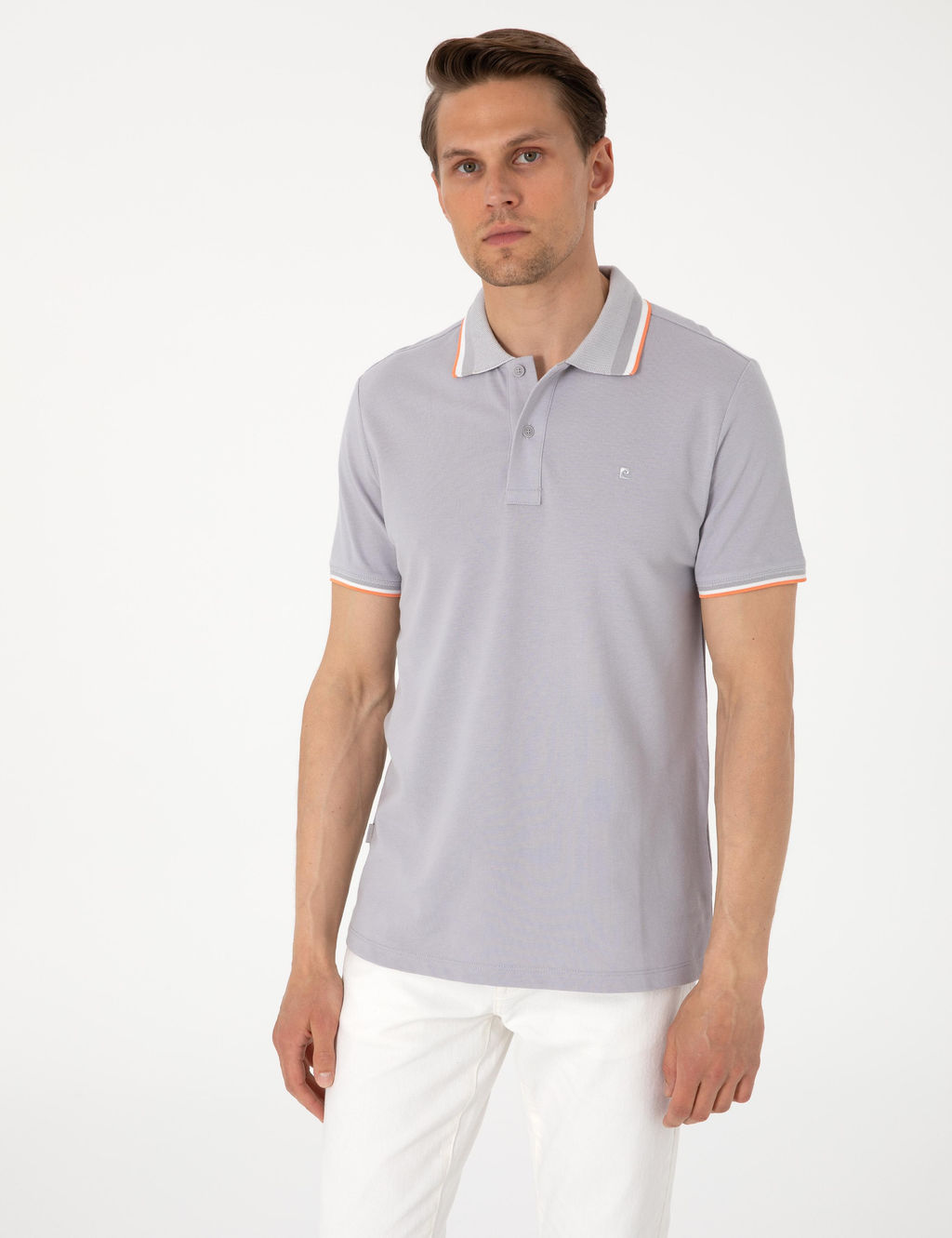 A__k Gri Slim Fit Polo Yaka Ti__rt