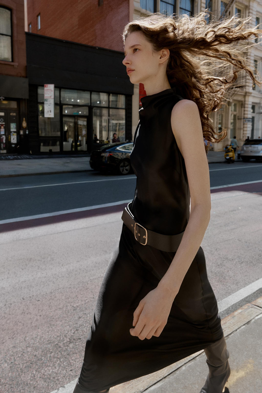 SATIN MIDI DRESS WITH BELT - Zara фото 2