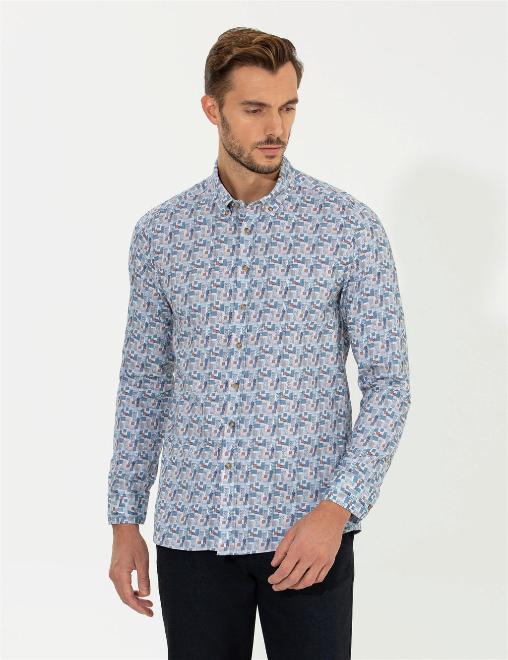 Bej Slim Fit Uzun Kollu G_mlek