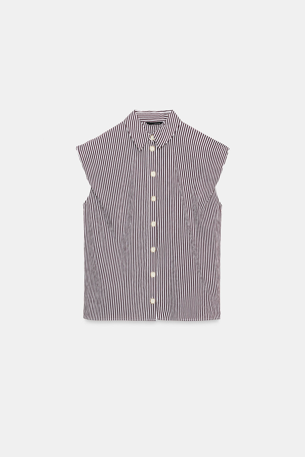CAMISA MANGA ABULLONADA / Rayas marrones - Zara фото 5