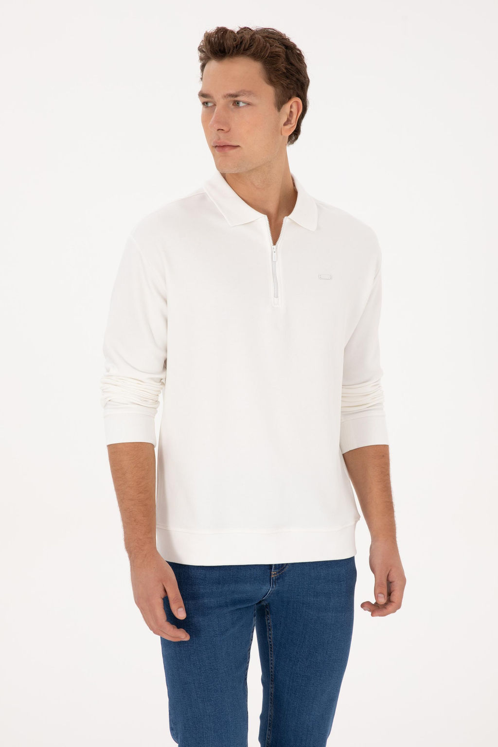 Erkek Beyaz Sweatshirt