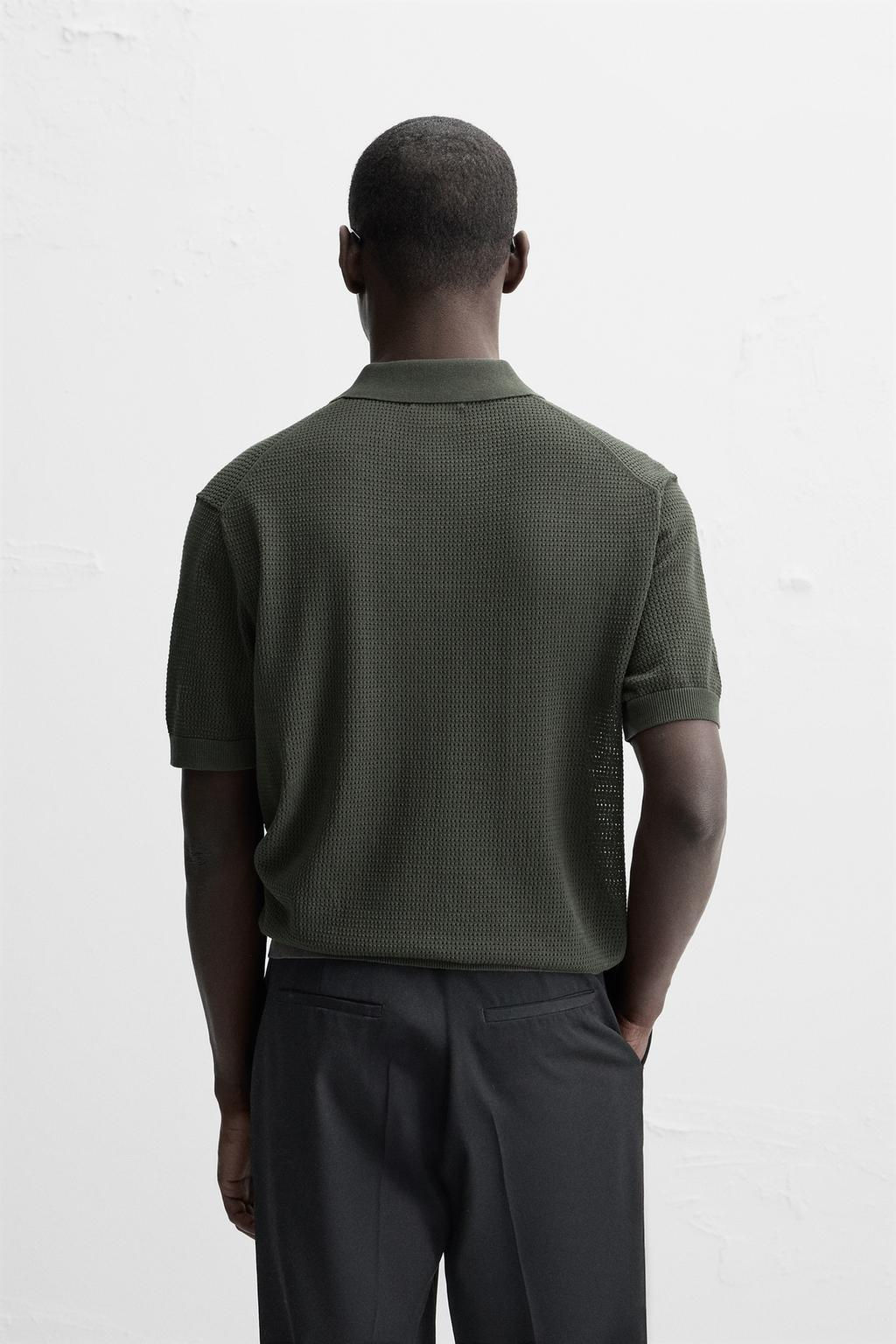 PERFORATED TEXTURED KNIT POLO SHIRT - Zara фото 3