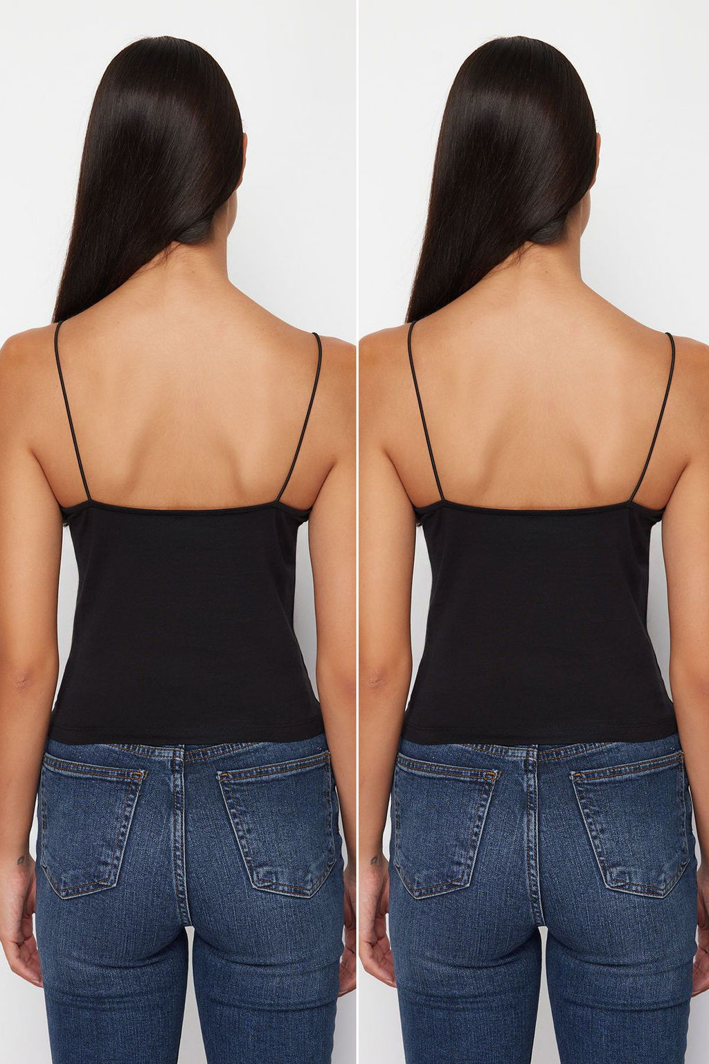 TRENDYOLMILLA Siyah-Beyaz Ask?l? Regular Esnek 2li Paket Orme Atlet TWOSS24AL00048 фото 2