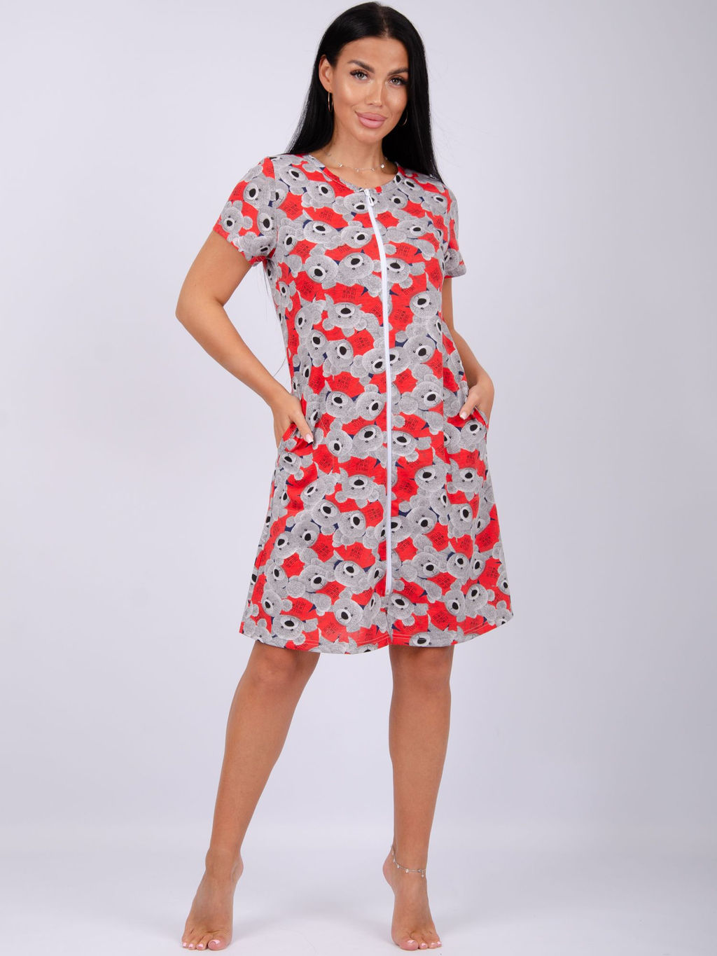 Халат Красотка 1 тедди, трикотаж - Малина фото 2