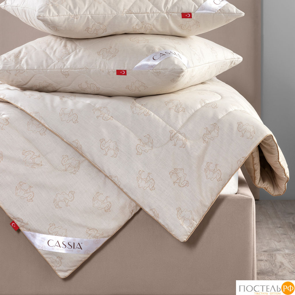 CASSIA Одеяло лайт КАЛАХАРИ 200х220,1пр.,хл./вербл.шерсть/микровол.., 200г/м2