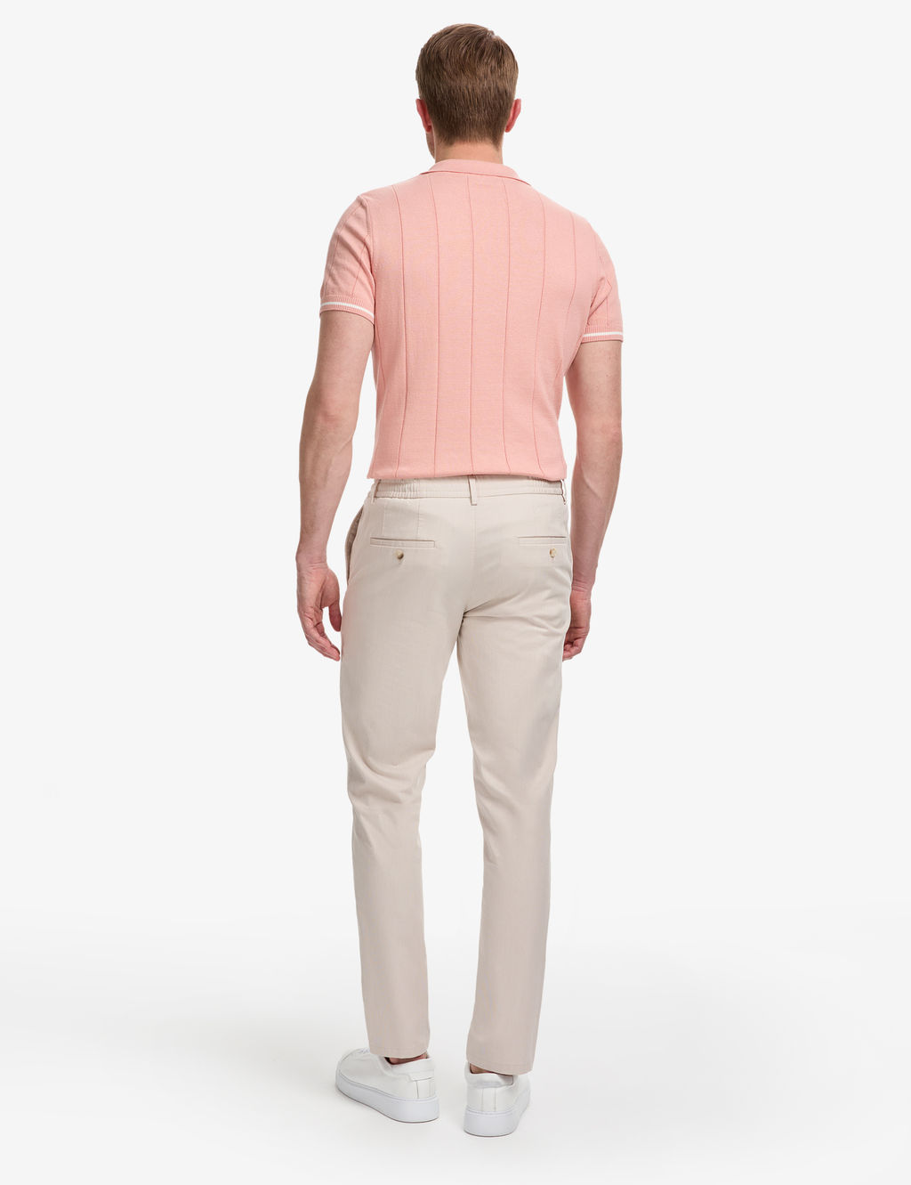 Bej Ex. Slim Fit Beli Kordonlu Pamuk Kar___ml_ Pantolon