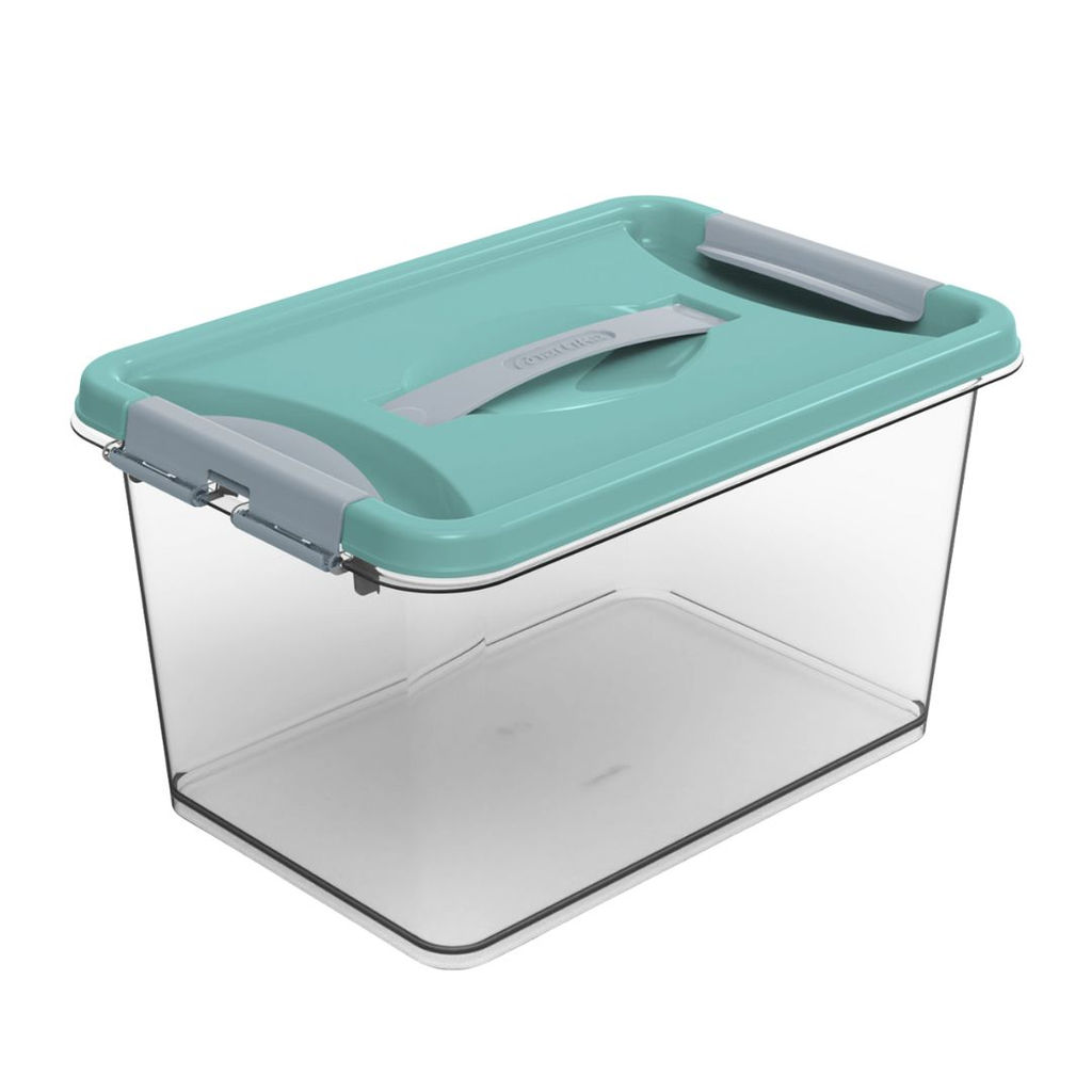 Контейнер с защелками и ручкой 10л Клик бирюзовый С274БИР - Martika фото 2