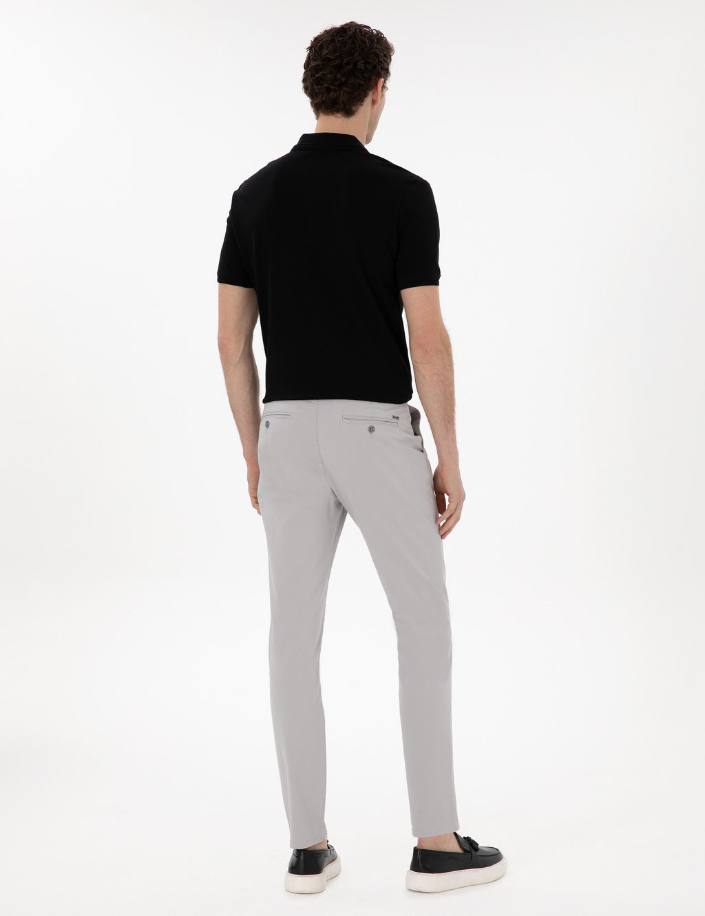 A__k Gri Slim Fit Kanvas Pantolon