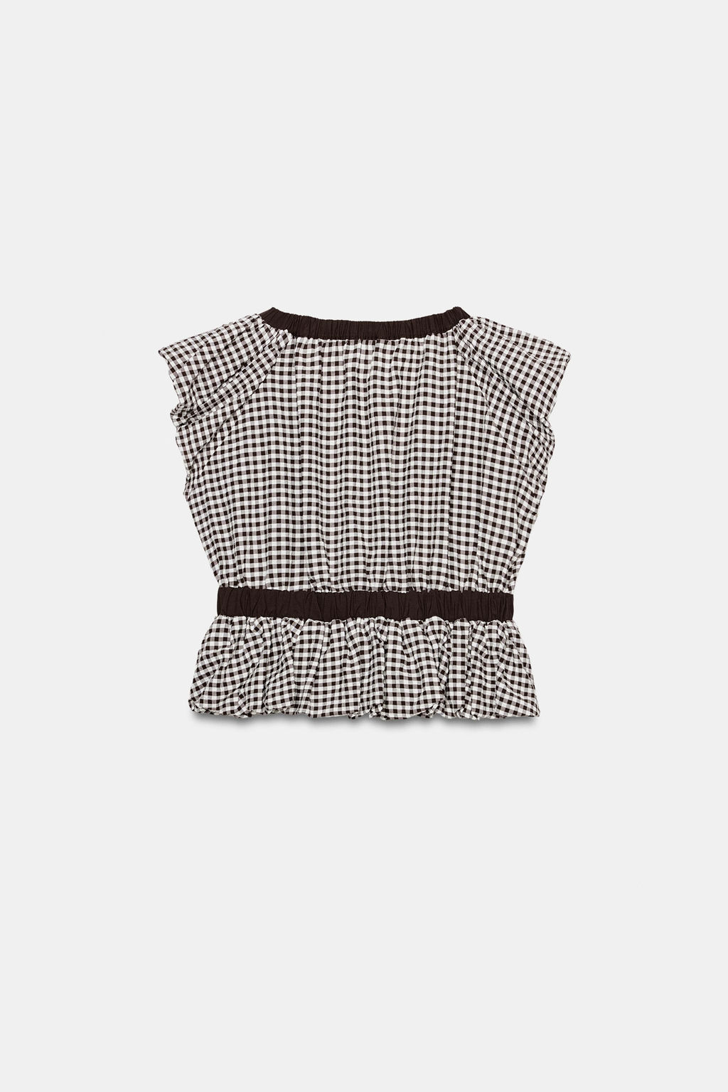 TOP GLOBO CUADRO VICHY LAZO / Marr?n / Crudo - Zara фото 8