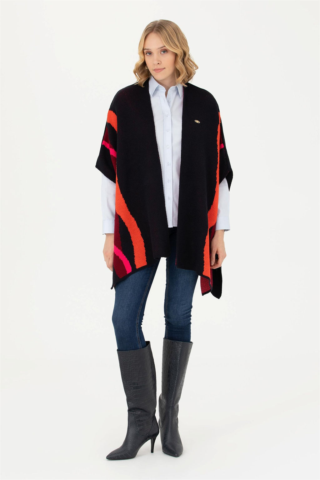 Женское темно-синее трикотажное пончо Неожиданная скидка в корзине - U.s. polo assn фото 4