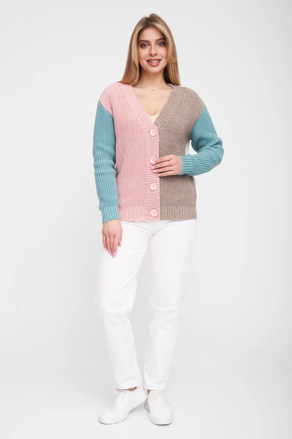 ЗЛАТА Жакет В 1554/мятно-розовый микс