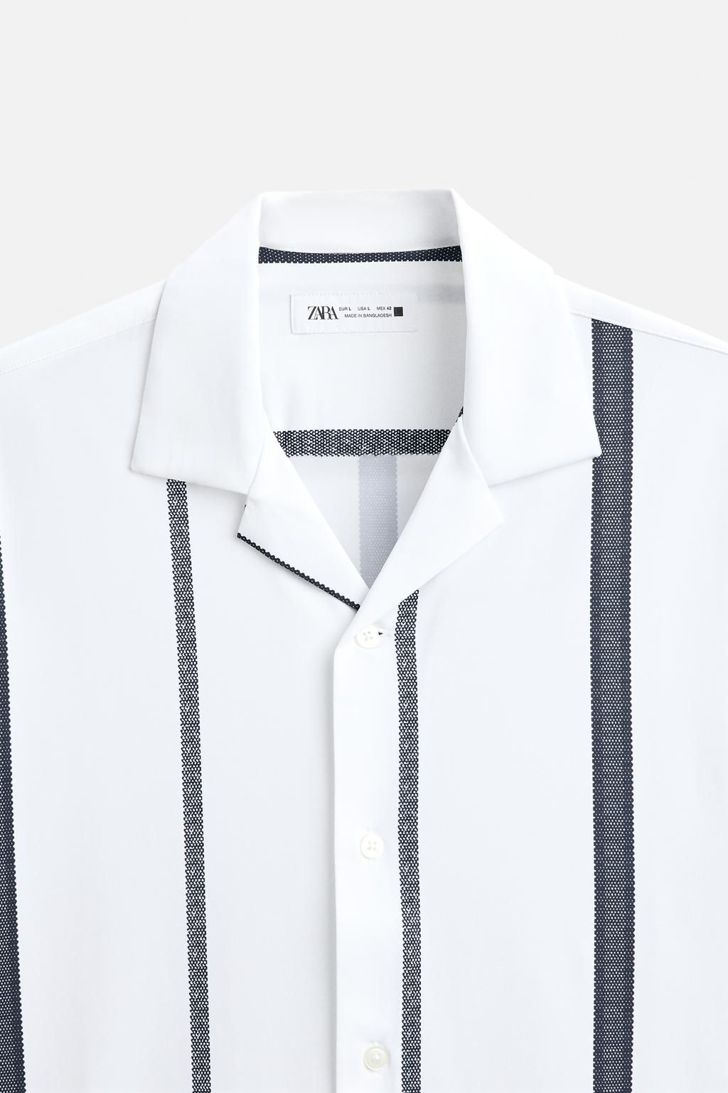 ELASTIC SHIRT WITH STRIPED PRINT - Zara фото 8