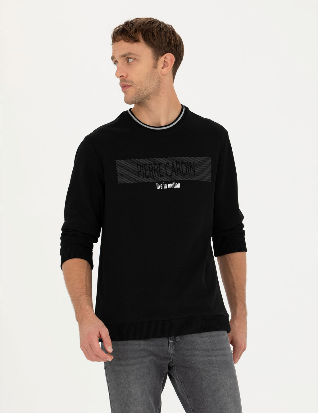 Siyah Regular Fit Bisiklet Yaka Sweatshirt