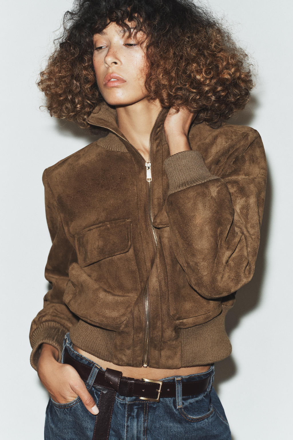 RIB HIGH-NECK BOMBER JACKET - Zara фото 5