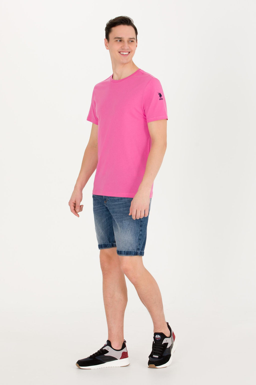 Футболка U.S. Polo Assn с круглым вырезом розовая из хлопка  фото 10
