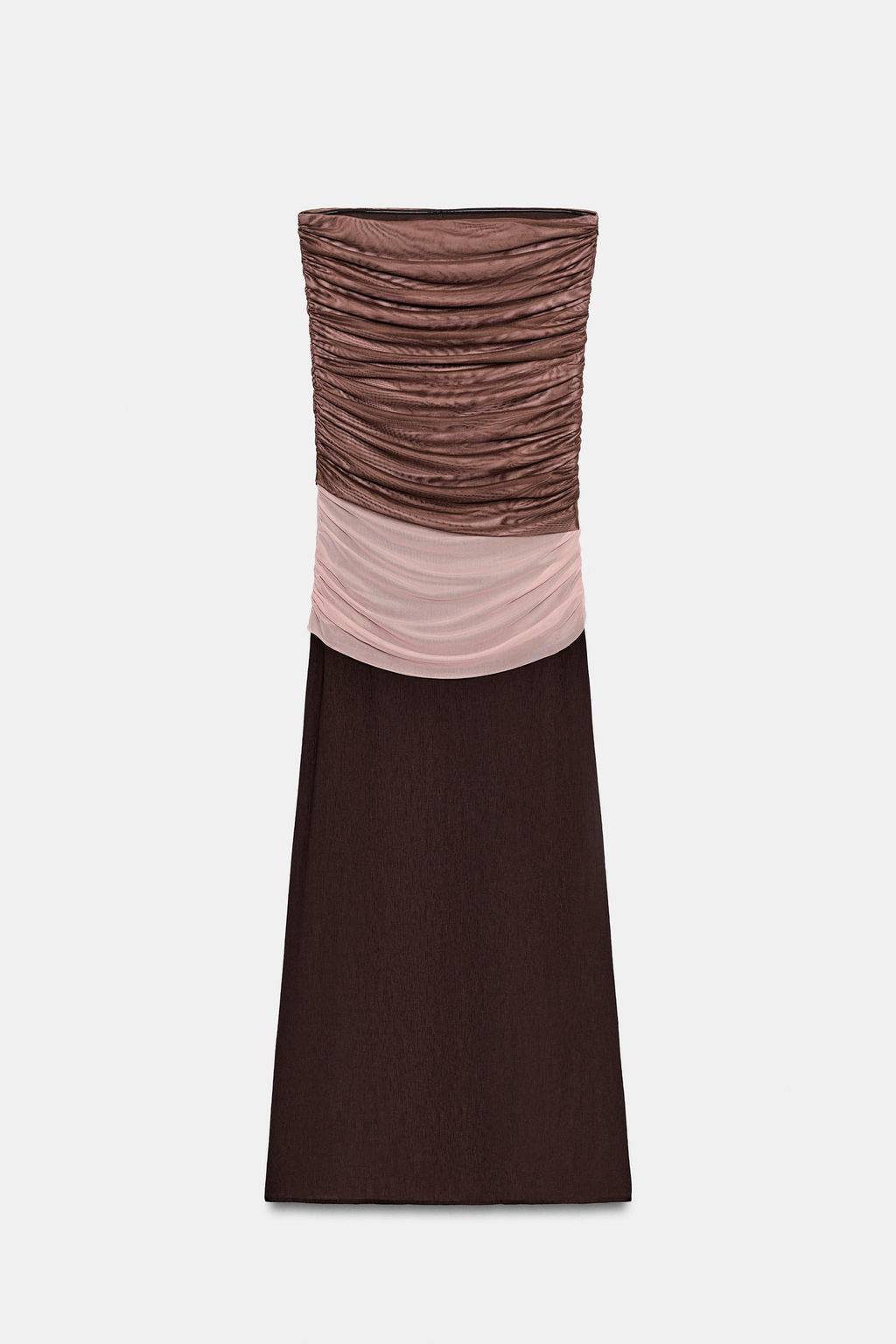 VESTIDO MIDI BANDEAU / Marr?n claro - Zara фото 5