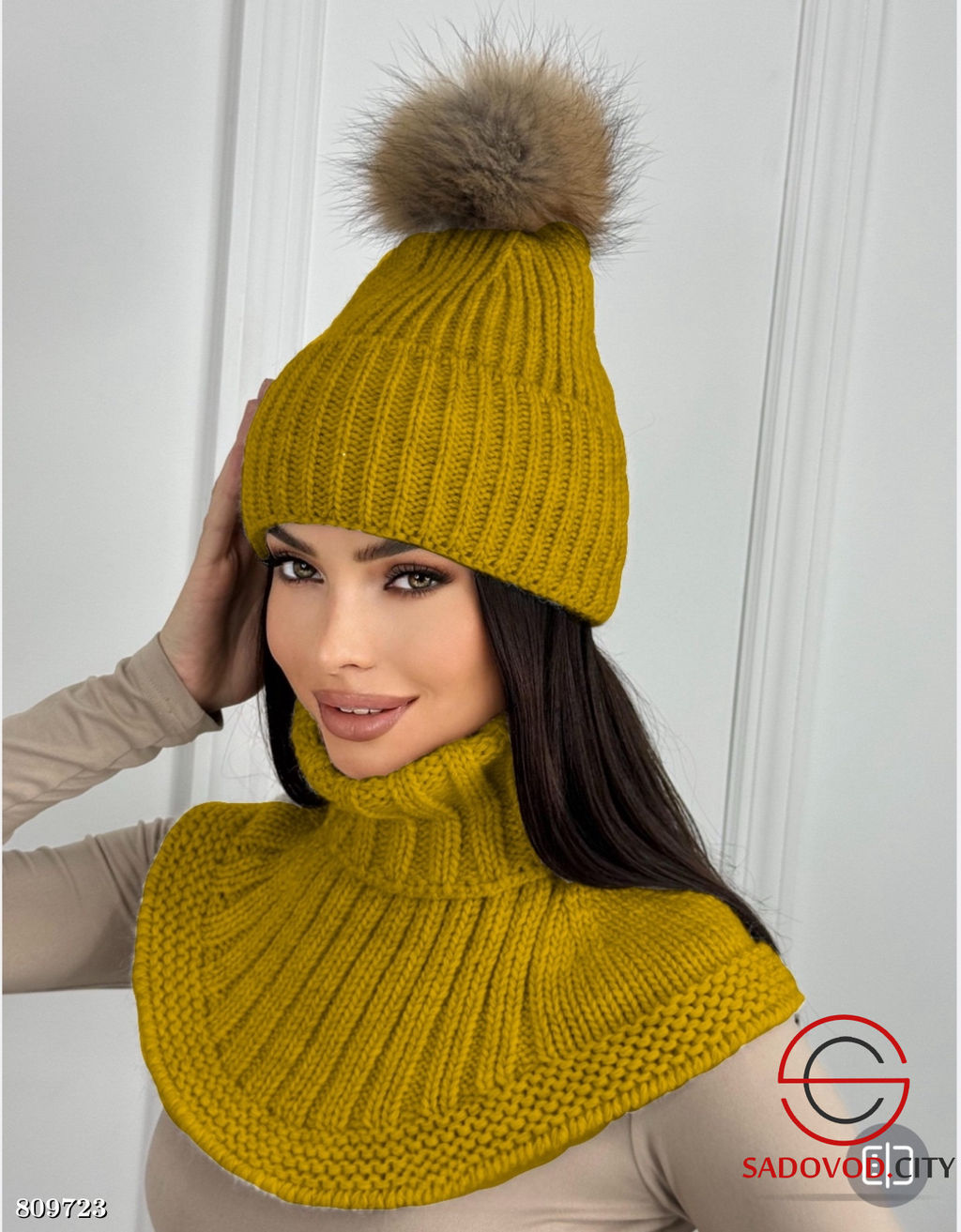 Набор 2в1 зимний комплект с натуральным мехом