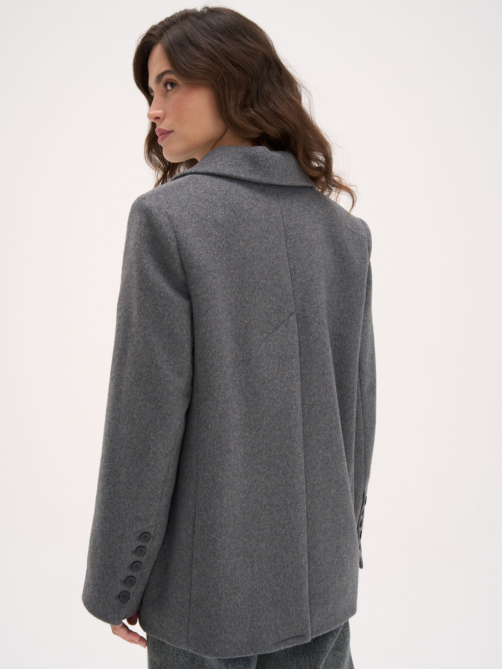 Пальто укороченное из смесовой шерсти Графит женское