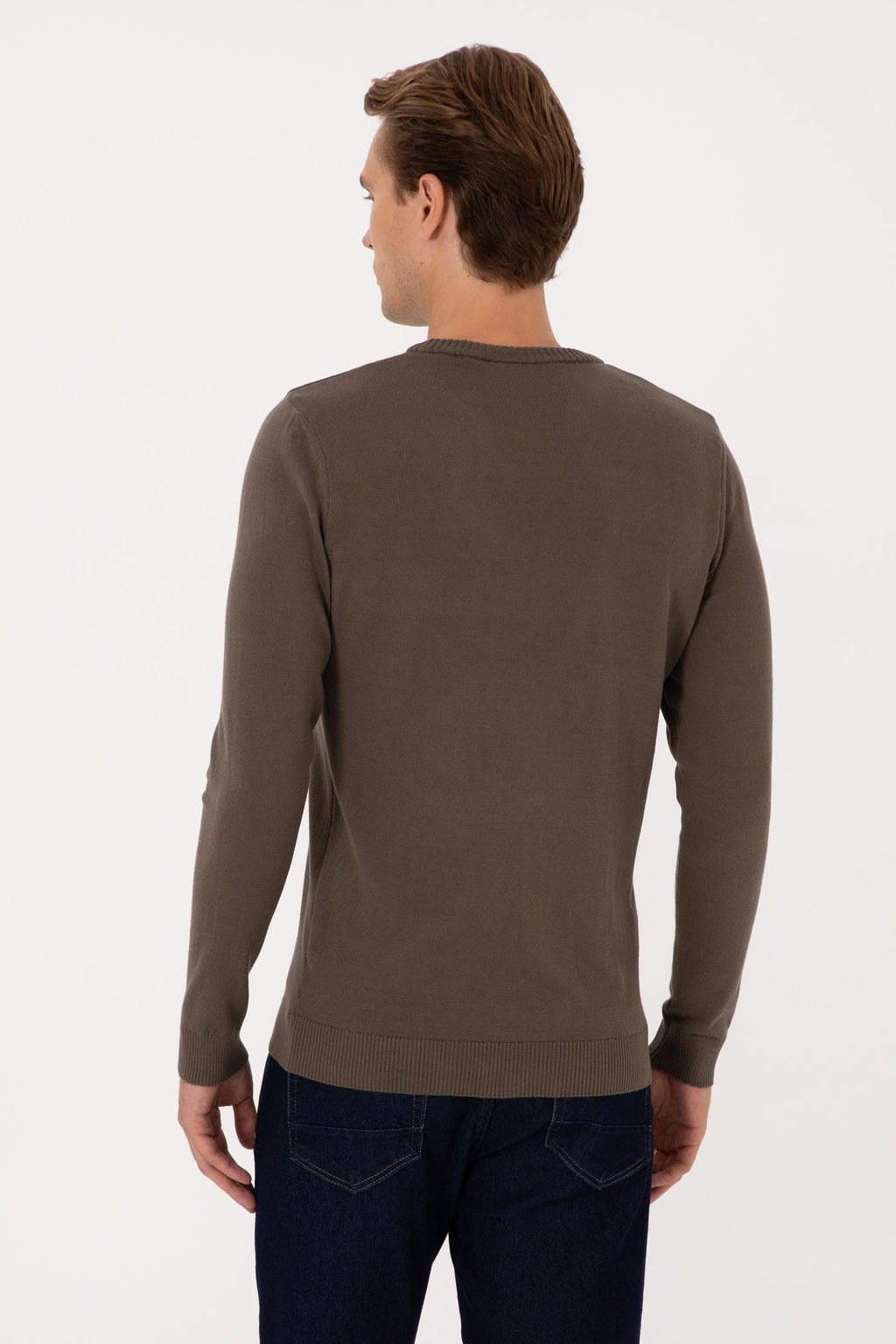 Erkek Slim Fit Bisiklet Yaka Vizon Basic Kazak - U.s. polo assn фото 5