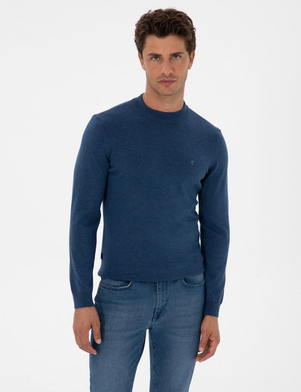 _ndigo Melanj Slim Fit _eyrek Yaka Basic Triko Kazak