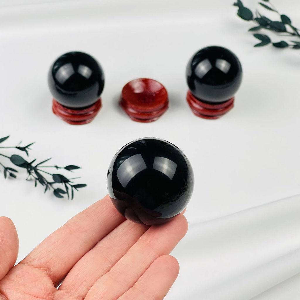 Шар из черного Обсидиана на подставке - Радуга самоцветов фото 2